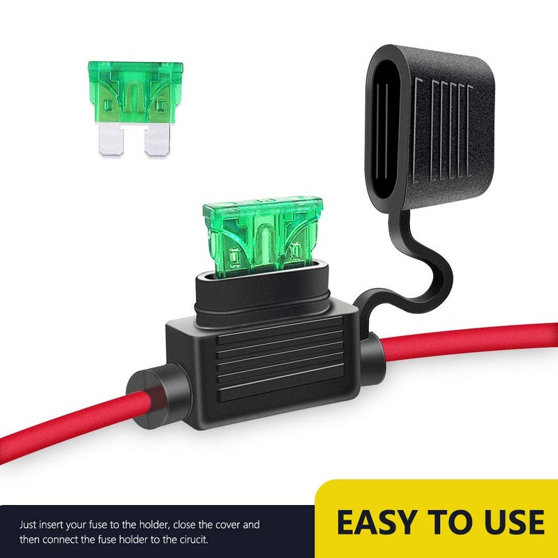 MCIGICM 12 AWG Inline Fuse Holder with 30A ATC/ATO Blade Fuse, 5 Pack - Image 2